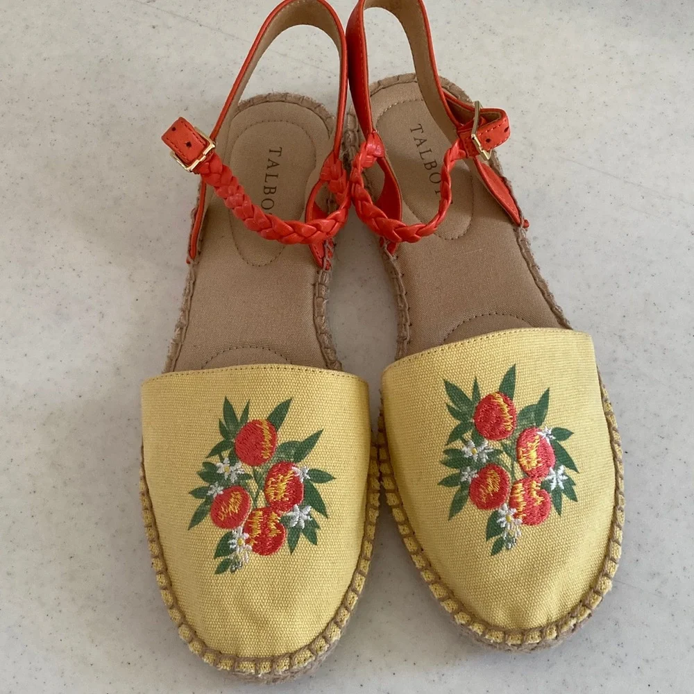 NWOT Talbots Citrus Embroidered Espadrilles - Picture 1 of 5